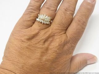 2.  0ctw Fine White Diamond 18k Gold Ring Ladies Vintage Cluster Fashion Sz 7.  75 11