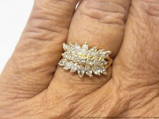 2.  0ctw Fine White Diamond 18k Gold Ring Ladies Vintage Cluster Fashion Sz 7.  75 12