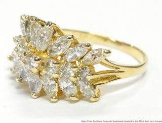 2.  0ctw Fine White Diamond 18k Gold Ring Ladies Vintage Cluster Fashion Sz 7.  75 2