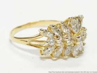 2.  0ctw Fine White Diamond 18k Gold Ring Ladies Vintage Cluster Fashion Sz 7.  75 4