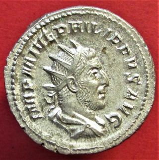 Silver Coin Ancient Roman Empire Philip I,  The Arab (244–249).  Ar Antoninianus.