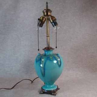 Weller Turkis Arts & Crafts Pottery Table Lamp - 1920 ' s 5