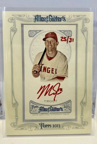Mike Trout 2013 Topps Allen & Ginter Red Ink Auto /31 