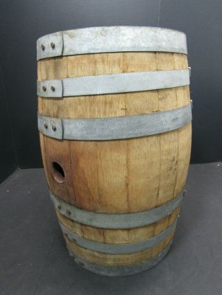 Old Vintage Oak Wood Europe Rum Whiskey Barrel Beer Keg Wine Solid 17 1/2 " Tall