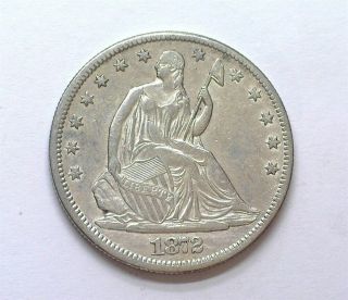 1872 - Cc Seated Liberty Silver 50 Cents Choice About Uncirculated Rare This