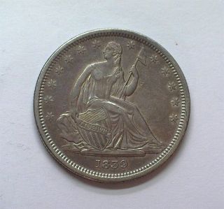 1839 Seated Liberty Silver 50 Cents - No Drapery - Nearly Uncirculated,  Rare