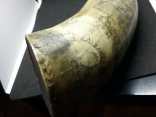 Antique York Powder Horn Carved NY Map French Indian War 1761 J.  STILES 10