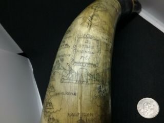 Antique York Powder Horn Carved NY Map French Indian War 1761 J.  STILES 3