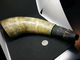 Antique York Powder Horn Carved NY Map French Indian War 1761 J.  STILES 5