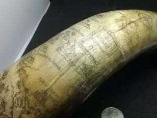 Antique York Powder Horn Carved NY Map French Indian War 1761 J.  STILES 7