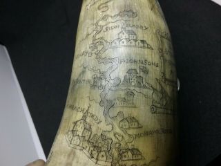 Antique York Powder Horn Carved NY Map French Indian War 1761 J.  STILES 8