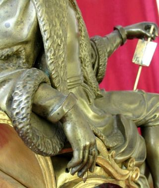 Large Antique French Ormolu & Bronze Clock Case With Seated Figure 8