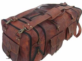 10 Bag,  S Vintage Brown Leather Bag Duffel Travel Men Retro Gym Luggage Overnight