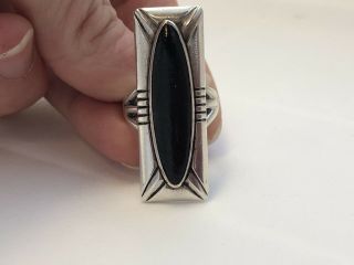 Vintage Native American Signed Sterling Silver 925 Black Onyx Statement Ring