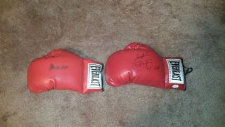 Muhammad Ali & Joe Frazier Jsa Signed Gloves 2 Vintage Magazines