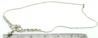 Antique heavy 18K WG 2.  20CTW diamond/emerald & 7.  5mm pearl pendant necklace 4