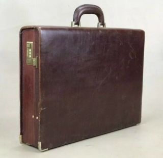 Tumi Vintage Brown Top Grain Leather Attache 18 " Briefcase Made In Italy