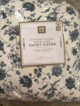 Pottery Barn Teen Vintage Floral Matelasse Duvet Cover Full/queen F/q