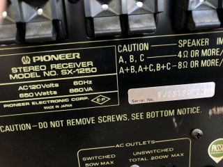 Pioneer SX - 1250 Stereophonic Stereo Receiver Vintage Monster Fully 3