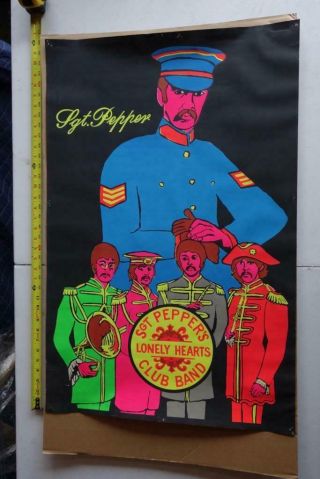 Vintage The Beatles Blacklight Poster - Sgt.  Peppers Lonely Hearts Club Band