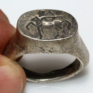 MUSEUM QUALITY - MASSIVE ANCIENT GREEK SEAL RING ARCHER CENTAURS CA 100 BC 3