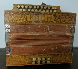 Koch Hohner Accordian Squeeze Box 2 Row Diatonic Button Vintage 8 Bass Keys