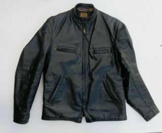 1950s 1960s Taubers Of California Horsehide Motorcycle Jacket Cafe Racer Style