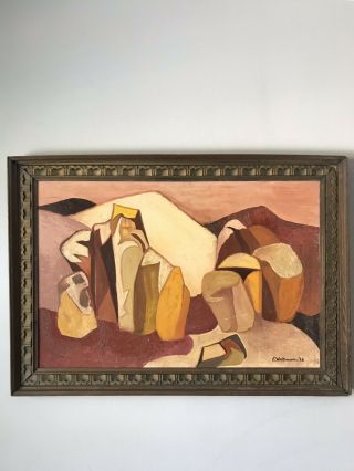MID CENTURY MODERN ABSTRACT OIL PAINTING SIGNED 1963 VINTAGE CUBISM 6