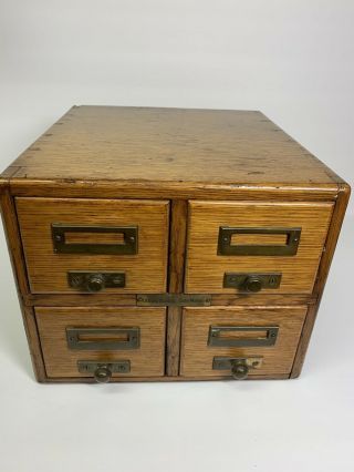 Vintage Oak File Index Card Library Bureau Sole Maker Cabinet