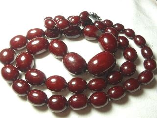 Antique Vintage Cherry Amber Bakelite Beads Necklace 103.  89g Marbled