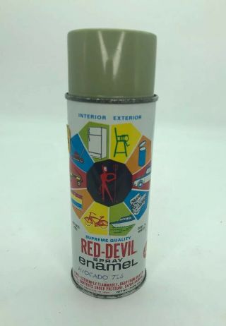 Vintage Red Devil Spray Paint Can Nos Avocado 726 Never Opened Usa 1972