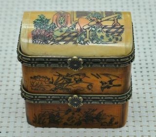 Chinese Ancient Old Bone Carving Hand - Carved Jewelry Box M42