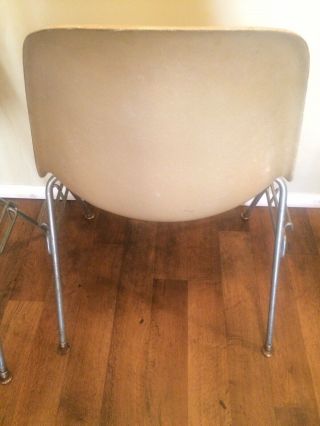 2 - Vintage Herman Miller Eames Mid Century Stacking Chairs,  Gray,  Fiberglass MCM 5