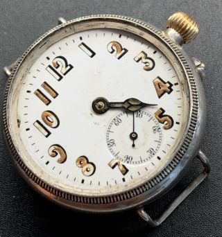 Vintage Francois Borgel Officers Trench Watch Ww1 Sterling Silver 33mm