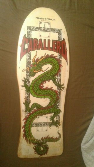 Vintage Powell Peralta Steve Caballero " Chinese Dragon " Skateboard Deck - White