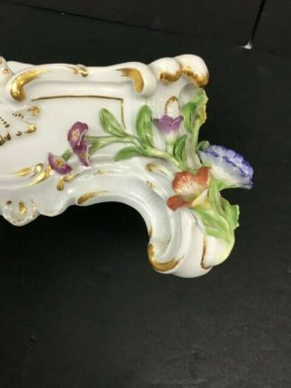 Vintage Meissen Porcelain Square Base with Applied Flowers 4