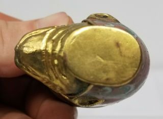 Antique Vintage Chinese Gilt Bronze Copper Cloisonne Enamel Miniature Rhyton Cup 5