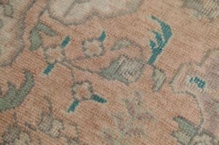 Vintage Muted Geometric Pale Peach Distressed Area Rug Hand - Made Oriental 3 