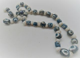 Restrung Glass Bead Necklace Ancient Phoenician Mosiac Glass Evil Eye Beads