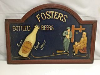 Vintage Fosters Bottled Beer Wood Carved Sign Fosters Strong Beer 16x24 Rl