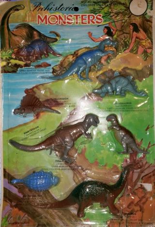Vintage 1950s/60s Made In Hong Kong Prehistoric Monsters Nip 8 Pack Dinosaurs