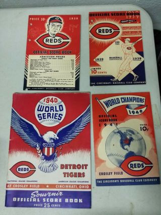 Cincinnati Reds Crosley Field Vintage Scorecards 1938 1939 1940 1941 Rare