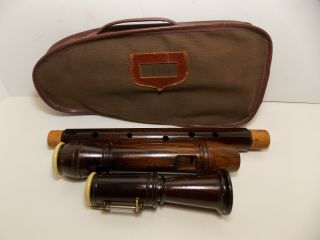 Vintage German Hermann Moeck Cella Professional Wood Recorder W/ Case