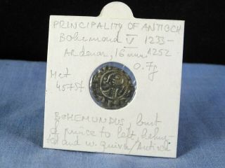 Ancient Crusader Coin Denier Denar Silver Antioch Bohemond V 1233 - 1252