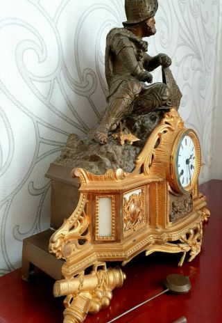 Large Antique French Gilt Bronze Mantel Clock Ormolu 19th century 10