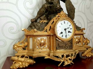 Large Antique French Gilt Bronze Mantel Clock Ormolu 19th century 7
