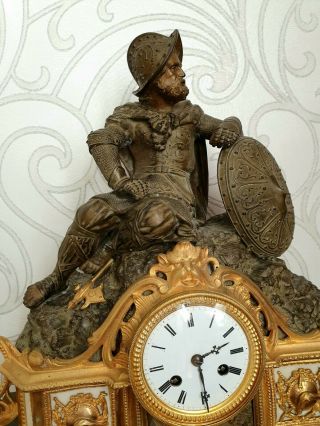 Large Antique French Gilt Bronze Mantel Clock Ormolu 19th century 8