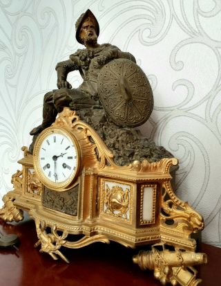 Large Antique French Gilt Bronze Mantel Clock Ormolu 19th century 9