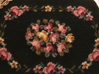 Vintage Dana David Inc Hand Stitched Needlepoint Floral Tapestry Purse 1940 ' s 4