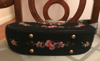 Vintage Dana David Inc Hand Stitched Needlepoint Floral Tapestry Purse 1940 ' s 5